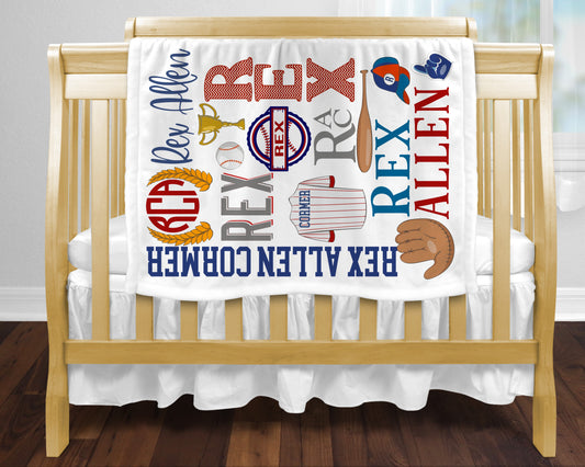 Baseball Theme Baby Blanket